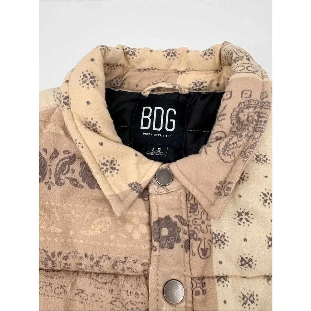 Urban outfitters | ecru bandana Quilted Patchwork Shirt Jacket - Beige